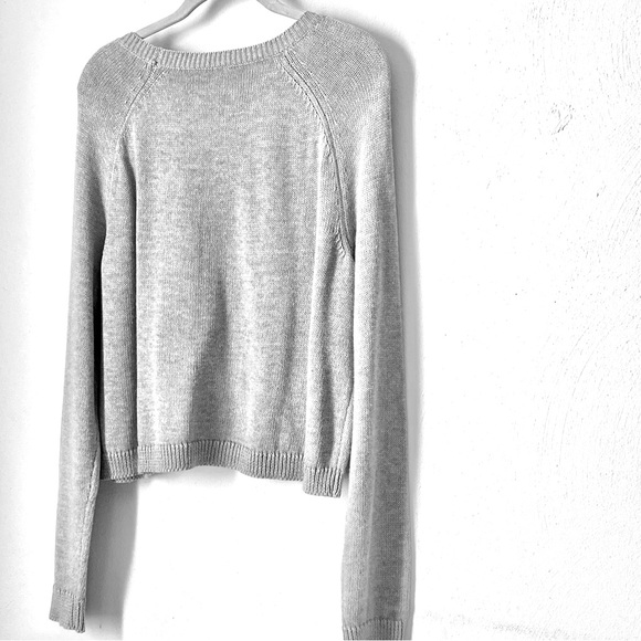 Bethany Mota Gray Sweater Top Sequin Red Front Center Bow. Sz XL - Picture 11 of 11